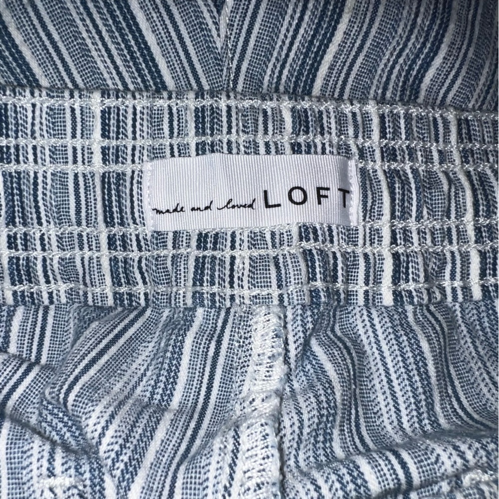 LOFT Navy Striped High Waist Shorts - Picture 8 of 8